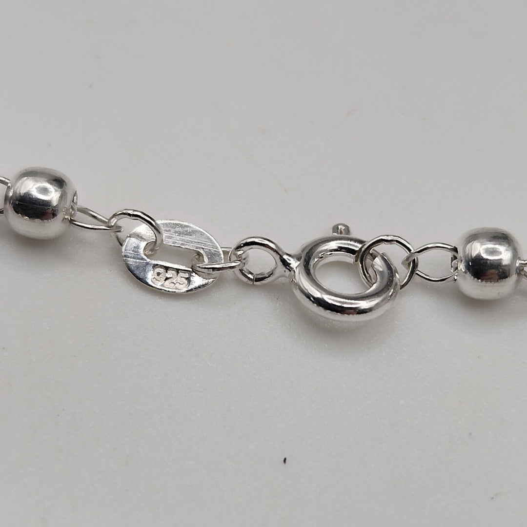 Beautiful 925 Sterling Silver Rosary 4MM Necklace 24"