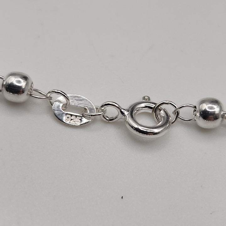 Beautiful 925 Sterling Silver Rosary 4MM Necklace 24"