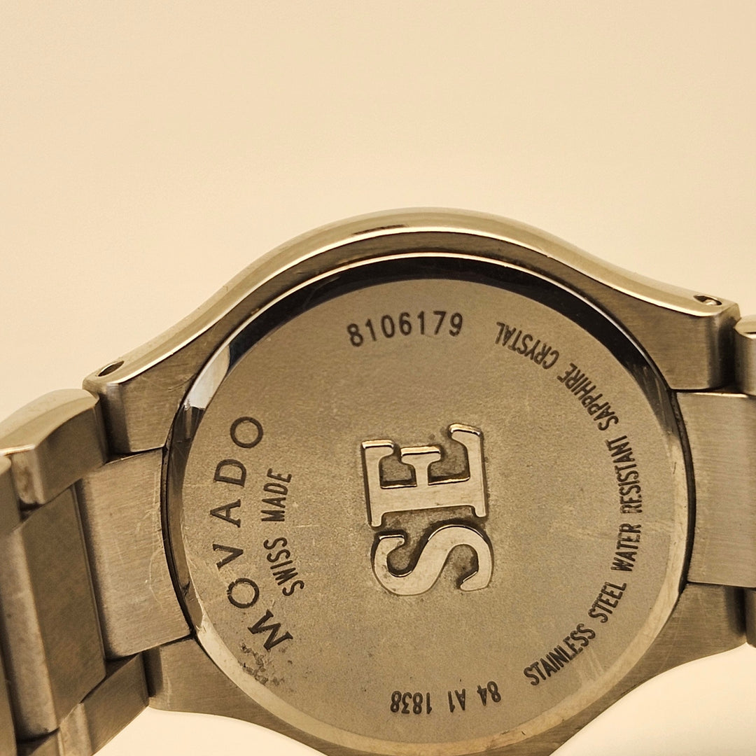 Movado SE Sapphire Crystal Steel Link Bracelet Watch 84 A1 1838 ref 8106179
