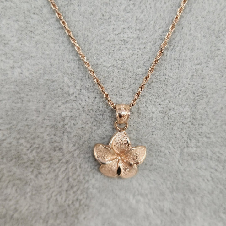 Vintage 14k Rose Gold Italy 18" Rope Necklace with Flower Pendant