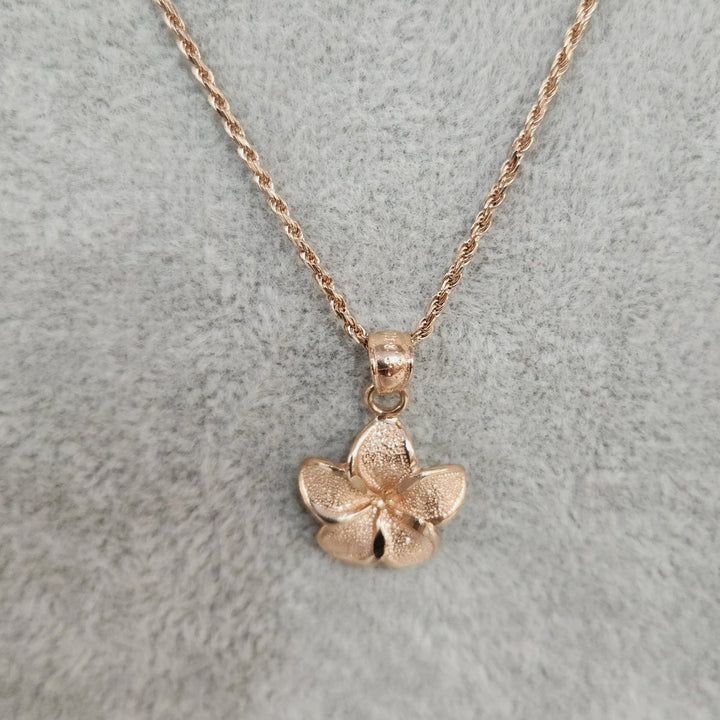 Vintage 14k Rose Gold Italy 18" Rope Necklace with Flower Pendant