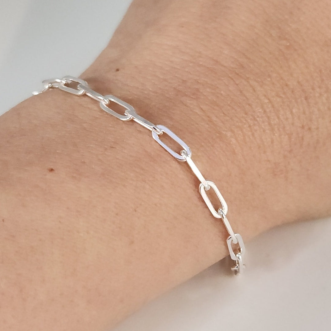 925 sterling silver Paperclip link bracelet 8"