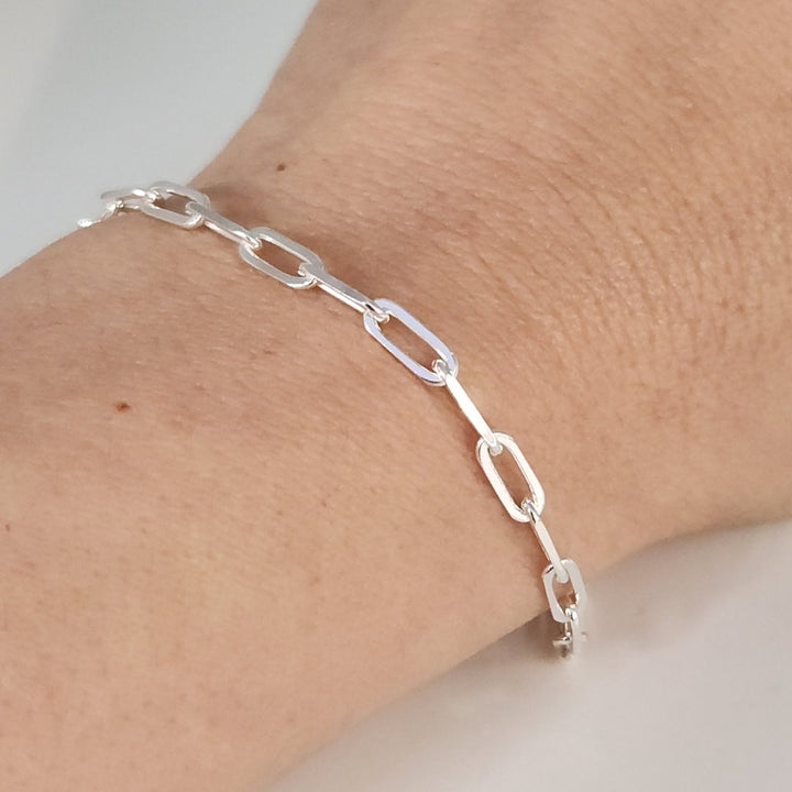 925 sterling silver Paperclip link bracelet 8"