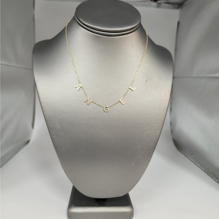 925 Sterling Silver Gold -Tone "ANGEL" Letter Charm Necklace 16"