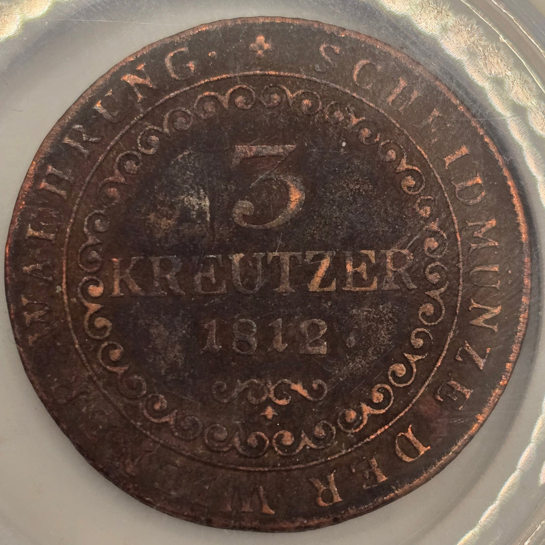 1812-B Austria 3 Kreuzer Copper Coin Franz I KM#2116 Circulated World Coin