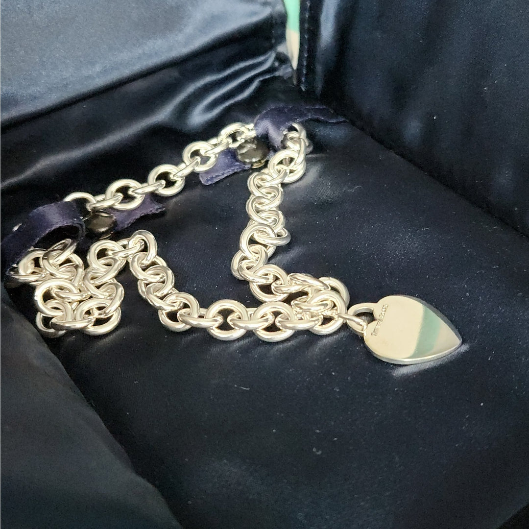 Authentic Tiffany &  Co Sterling Silver Heart Tag Necklace