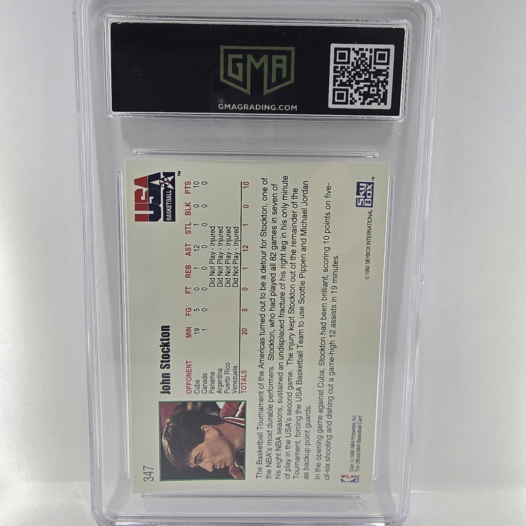1992 Skybox Hoops USA BASKETBALL Olympic Team JOHN STOCKTON 347 GMA 9 MINT B2