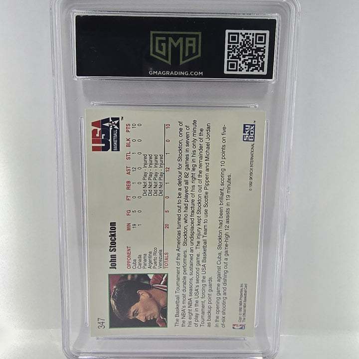 1992 Skybox Hoops USA BASKETBALL Olympic Team JOHN STOCKTON 347 GMA 9 MINT B2