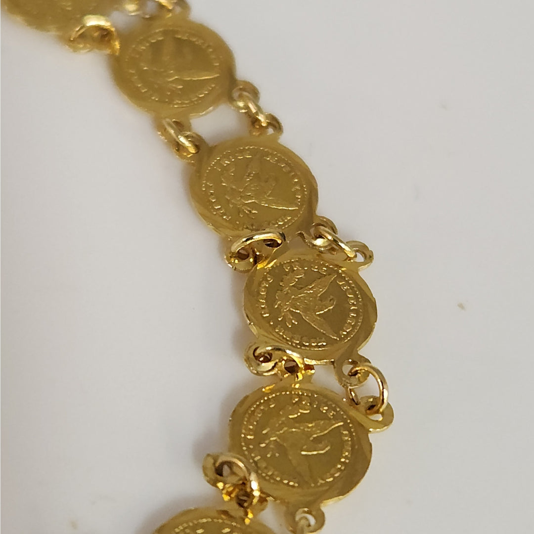 18k Yellow Gold Vintage Coin link Bracelet 7"