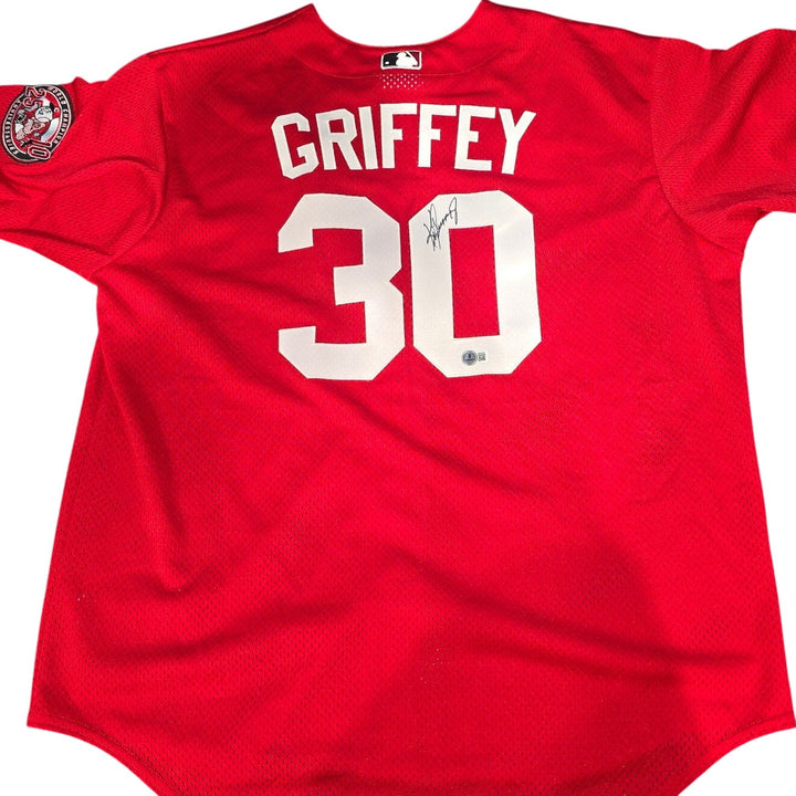 Ken Griffey Jr Signed Cincinnati Reds Majestic Jersey BAS Beckett Auto XL