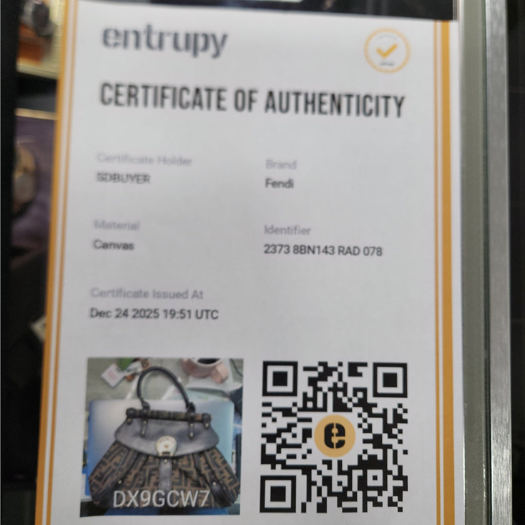 Vintage Fendi Zucca Monogram Top Handle HandBag With Gold Tone Turn Lock