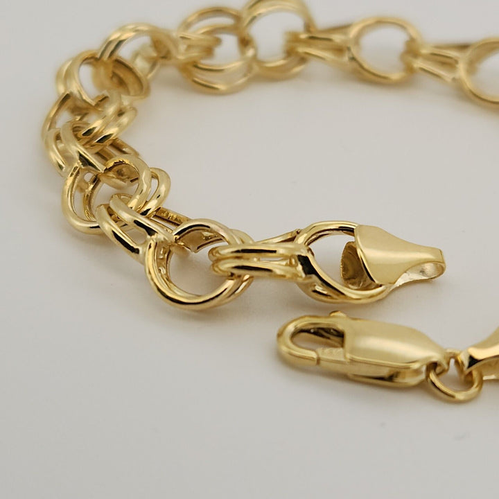14k Yellow Gold Double Row Chain Link Bracelet 7.2"