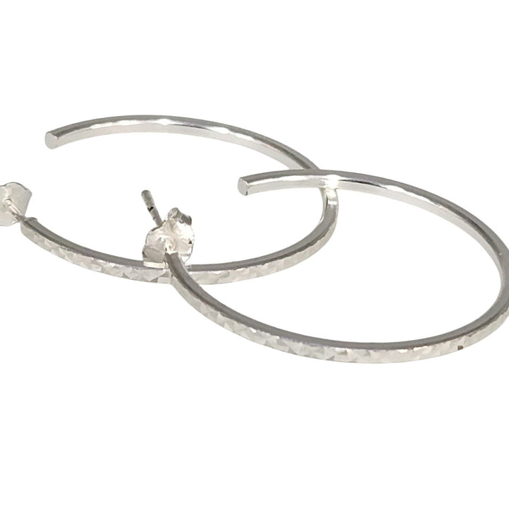 Classic Sterling Silver Diamond Cut Lightweight Hoops Earrings
