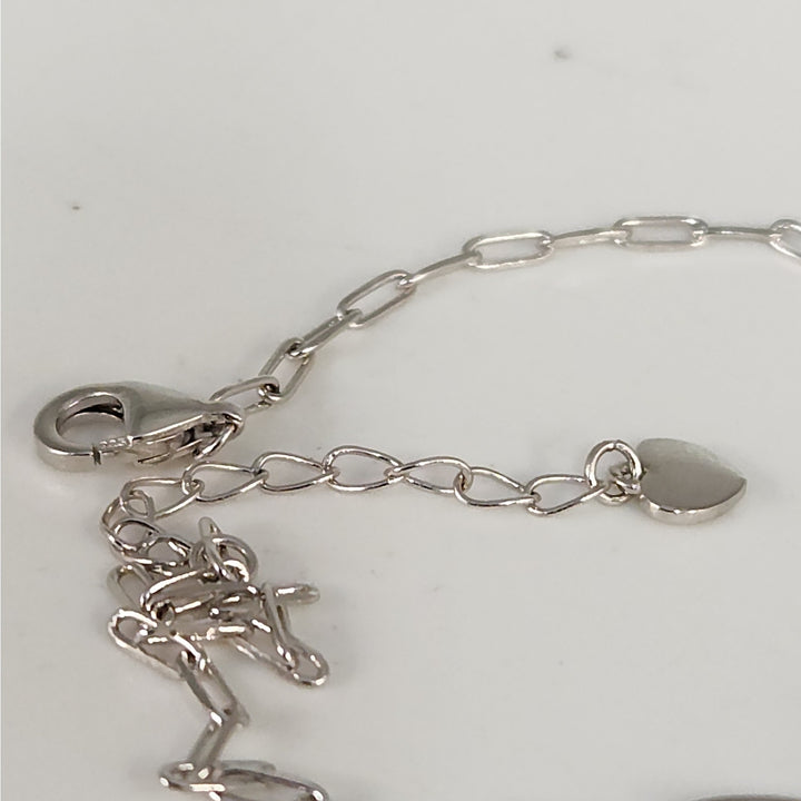 925 Sterling Silver Butterfly Charm Link Bracelet Adjustable Paperclip Chain 8"