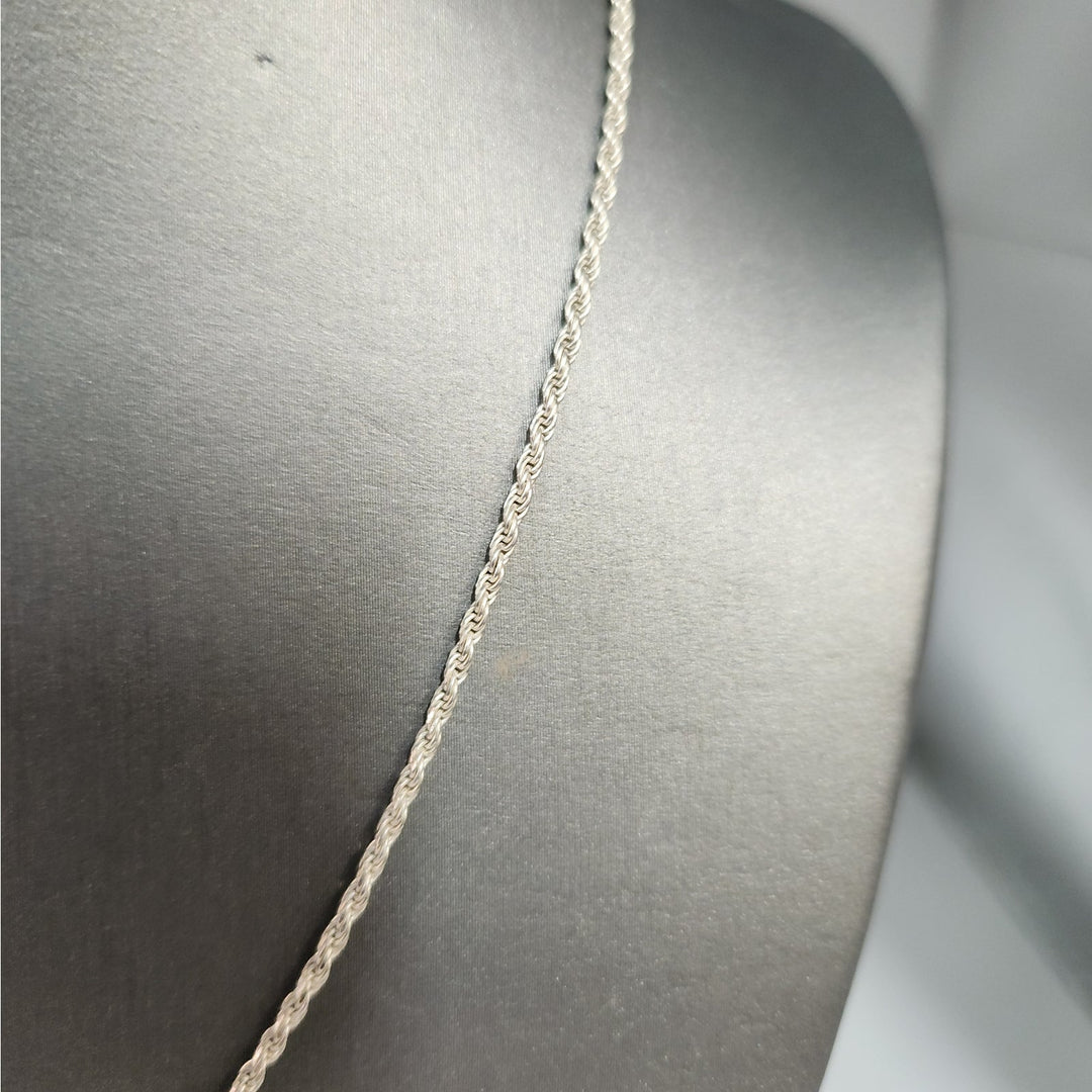 Simple 925 Sterling Silver  Rope Chain Necklace 18"