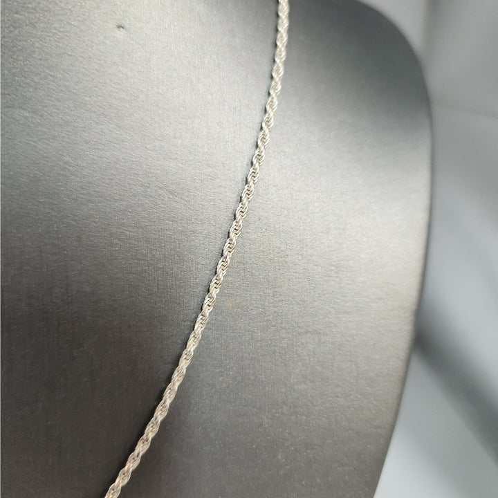 Simple 925 Sterling Silver  Rope Chain Necklace 18"