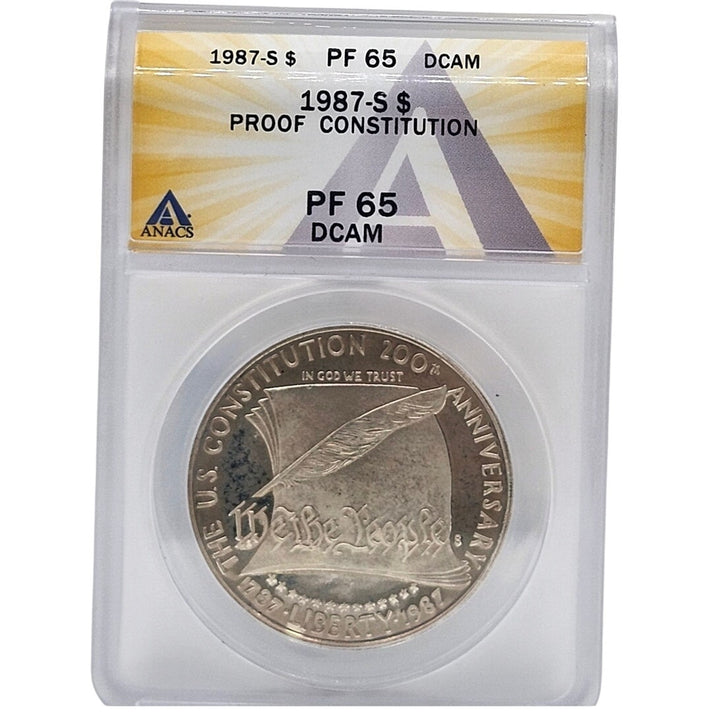 1987-S US Constitution 200th Anniversary Silver Dollar ANACS PF65 DCAM