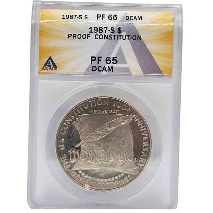 1987-S US Constitution 200th Anniversary Silver Dollar ANACS PF65 DCAM