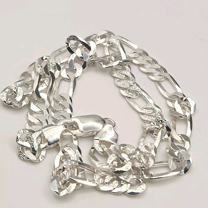 925 Sterling Silver Figaro's Chain Necklace 19"