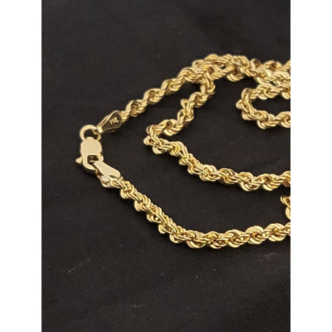 14k Gold Very Shiny Rope Chain Necklace, 20in With 12.6g Of Gold