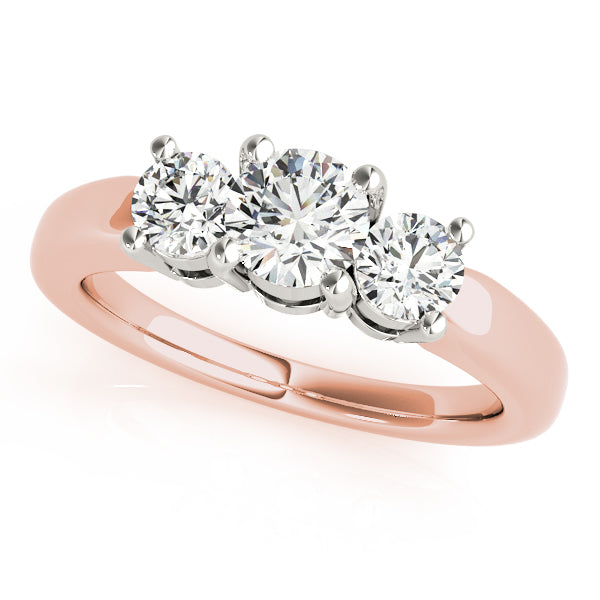 Rose Gold 3/4 ct Diamond Three-Stone Engagement Ring
