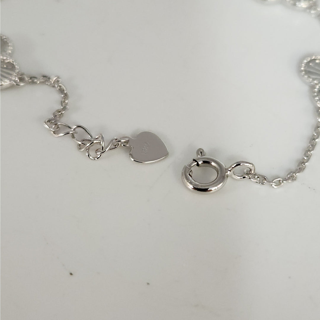 925 Sterling Silver Clover Flower Bracelet 7.5"