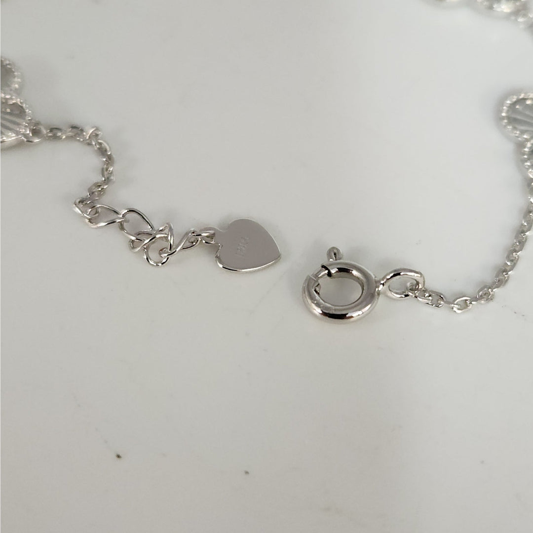 925 Sterling Silver Clover Flower Bracelet 7.5"
