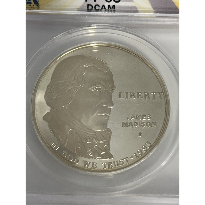 1993-S $ One Dollar PROOF JAMES MADISON PF 63 DCAM ANACS