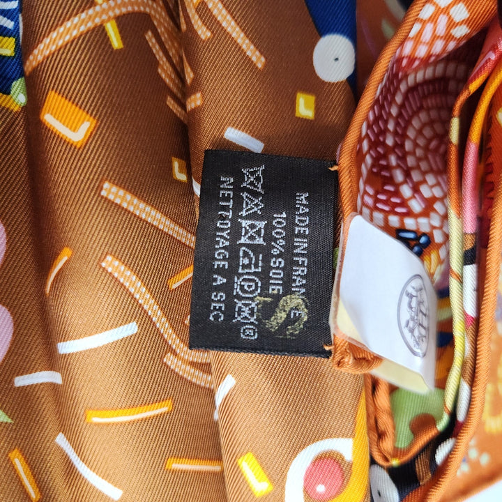 New Hermes Silk Scarf 90cm 100% Silk HG/Orange Cuit/Rose B