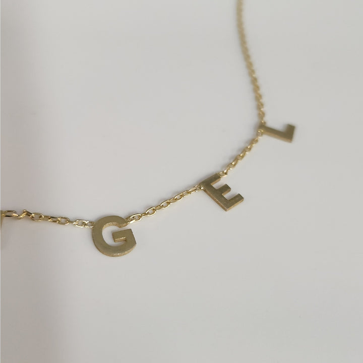 925 Sterling Silver Gold -Tone "ANGEL" Letter Charm Necklace 16"