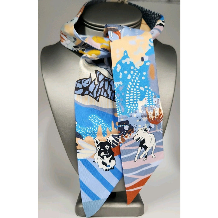 New Hermes Twilly Scarf 100% Silk EN Liberte Blue Color
