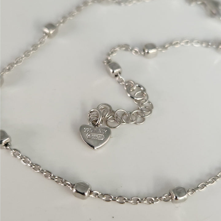 925 Sterling Silver Beaded Adjustable Anklet 10"