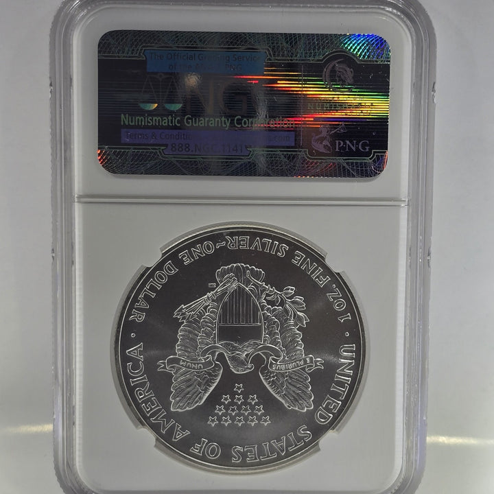 2002 American Silver Eagle, 1 Oz Fine .999 Silver USA Uncirculated $1 NGC MS69