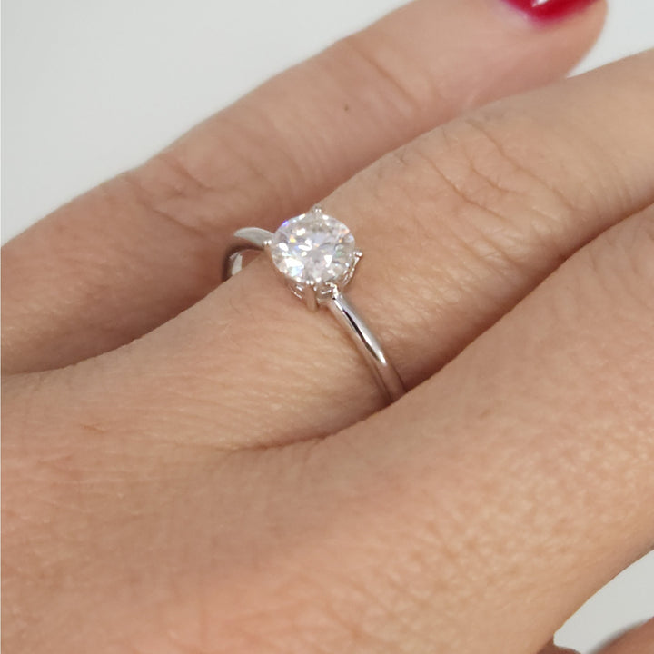 0.6 CTW Moissanite Solitaire Sterling Silver Ring size 9