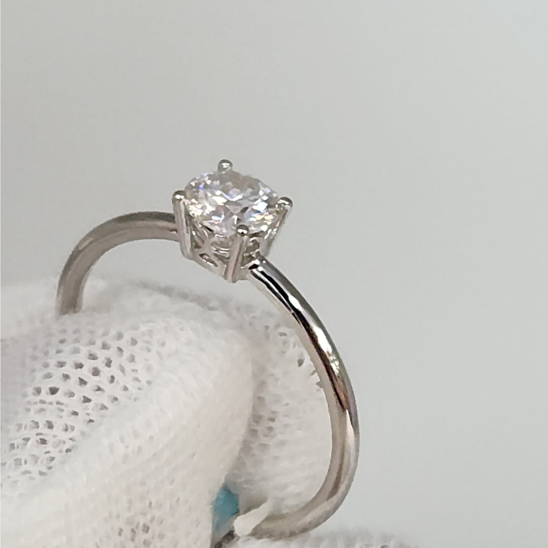 0.6 CTW Moissanite Solitaire Sterling Silver Ring size 9