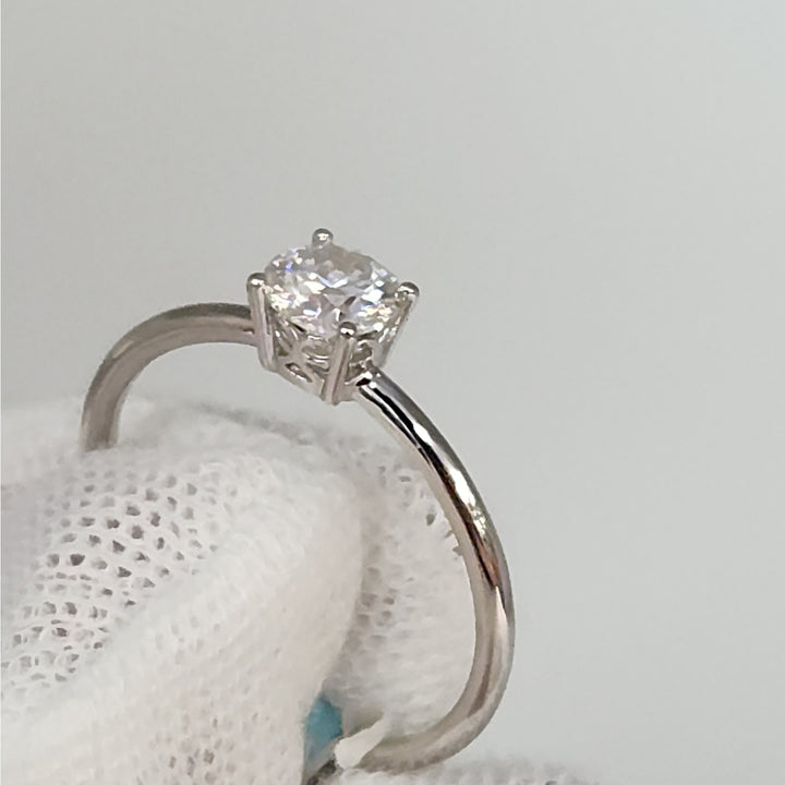 0.6 CTW Moissanite Solitaire Sterling Silver Ring size 9