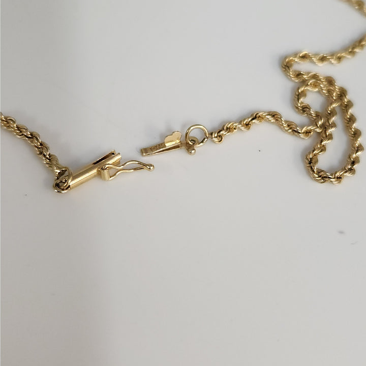 14k Yellow Gold Rope Chain Necklace 20-in Classic Twist Link, Secure Barrel Clasp