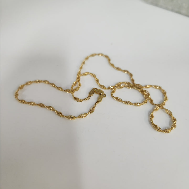 14k Yellow Gold Diamond-Cut Rope Chain Necklace Twisted Textured Design 18"