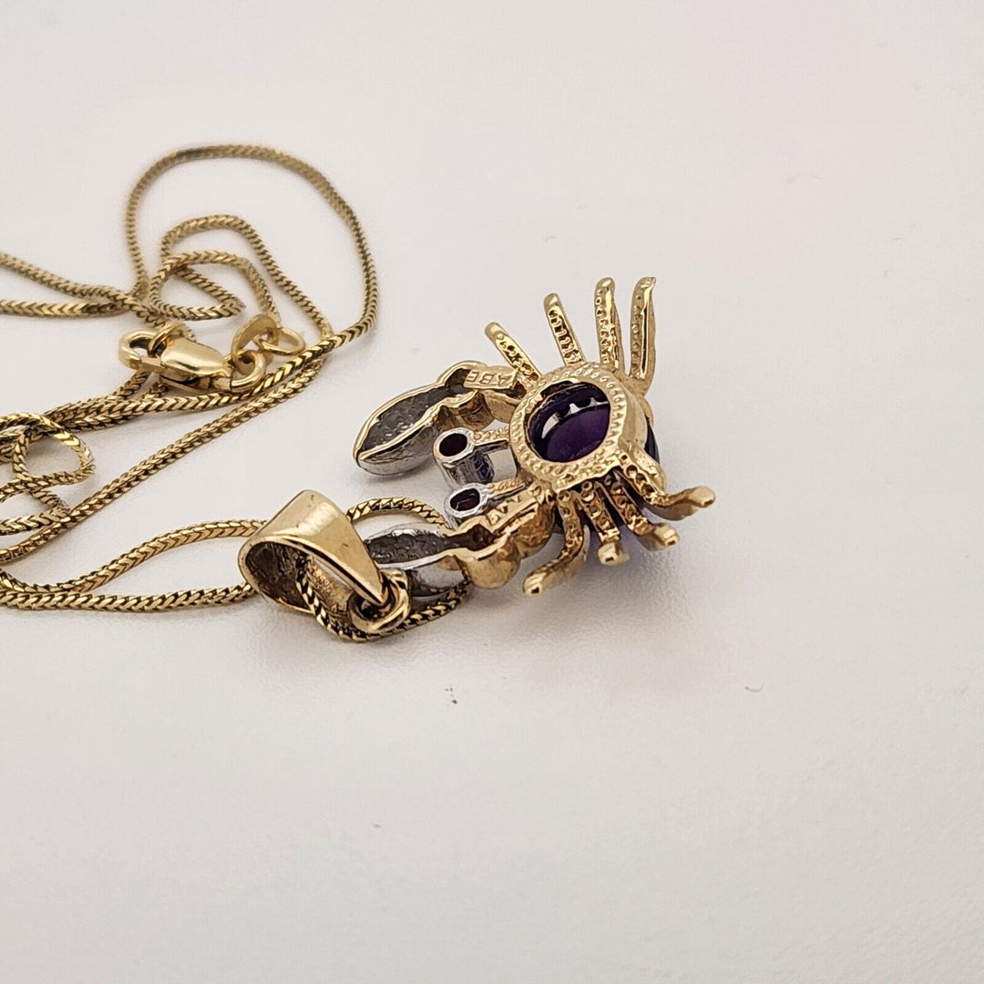 10k Cool Yellow - White Gold Colored Crab Pendant & Necklace 18"