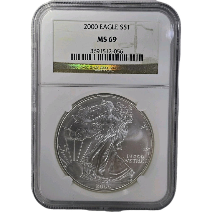 2000 American Silver Eagle, 1 Oz Fine .999 Silver USA Uncirculated $1 NGC MS69