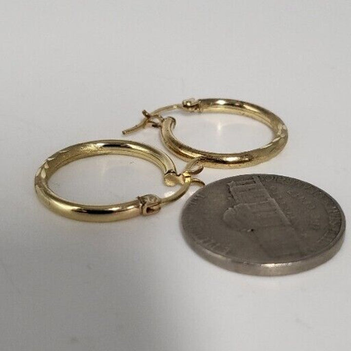 14k Engraved Gold Hoop Earrings With 1.7g Of Gold