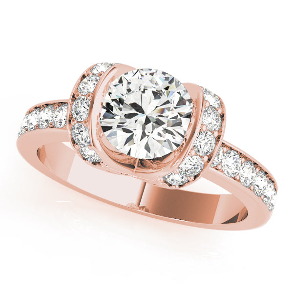 14K Rose Gold 1 1/2 ct tw Single Row Diamond Engagement Ring