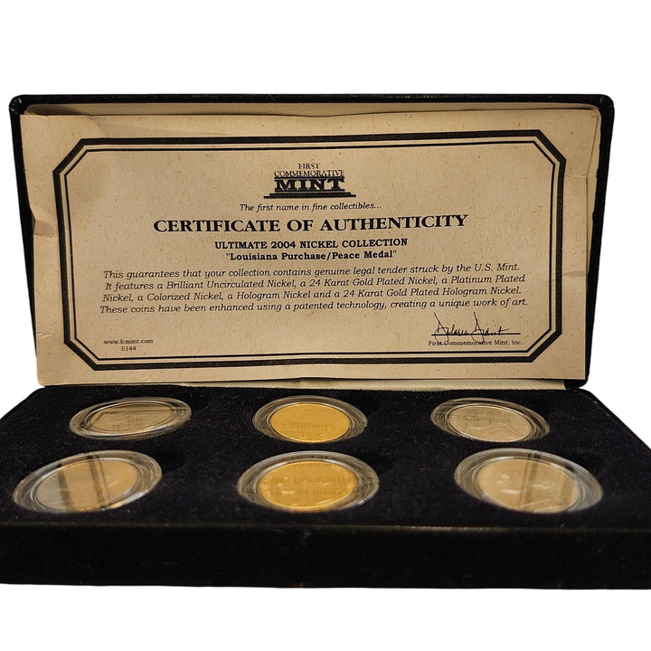 Ultimate 2004 Nickel Collection Louisiana Purchase Peace Medal FCM Box COA 6-Coin