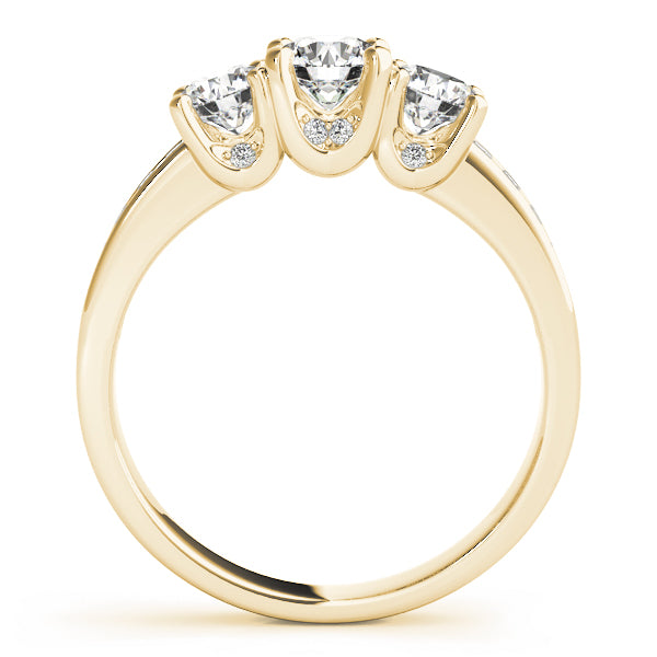 18K Yellow Gold 1 ct Round Diamond Three-Stone Ring