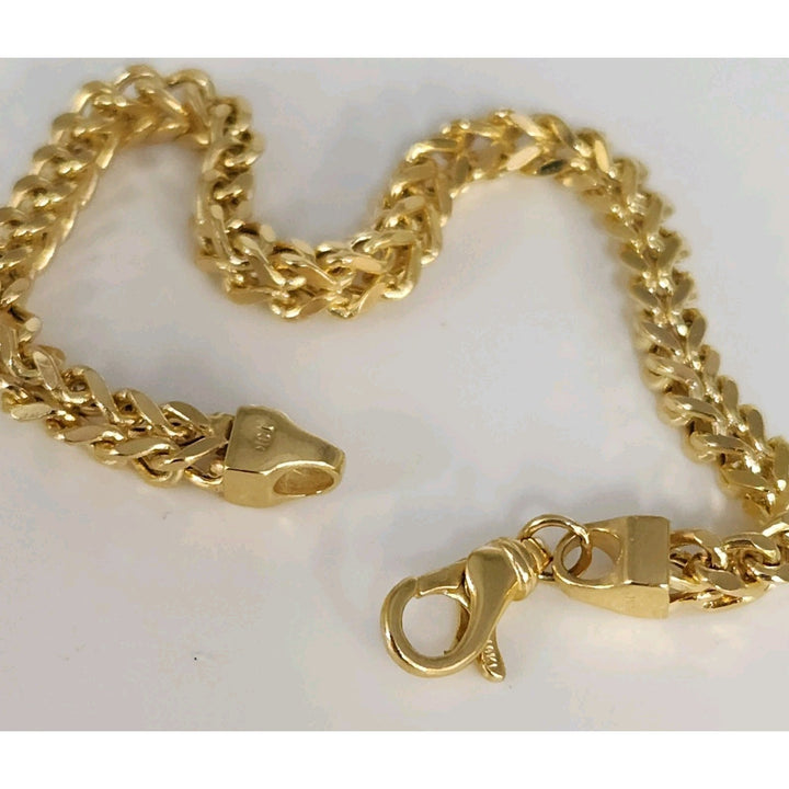 10k Yellow Gold Wheat Chain Bracelet 7.2"