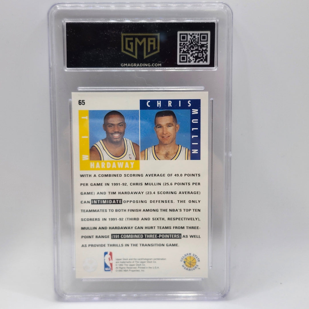 1992 Upper Deck Tim Hardaway Chris Mullin #65 GMA 8.5 NM-MT+ GS Warriors Card