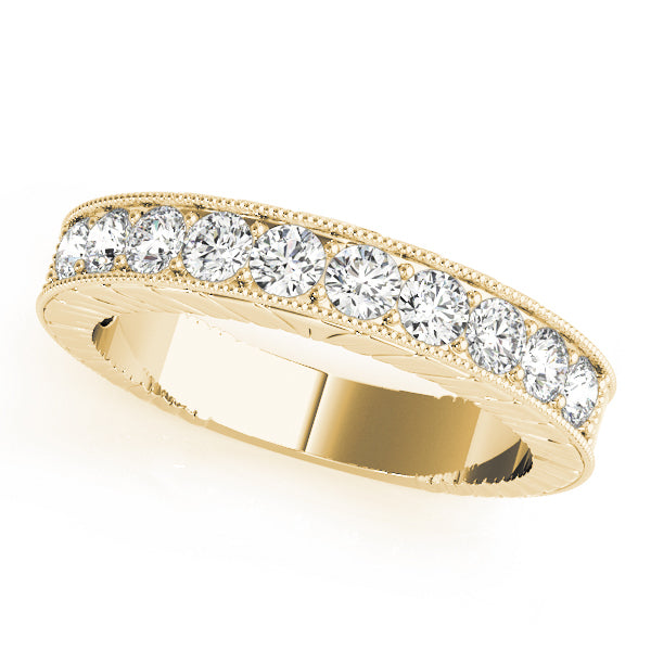 14K Yellow Gold Round Diamond Wedding Ring