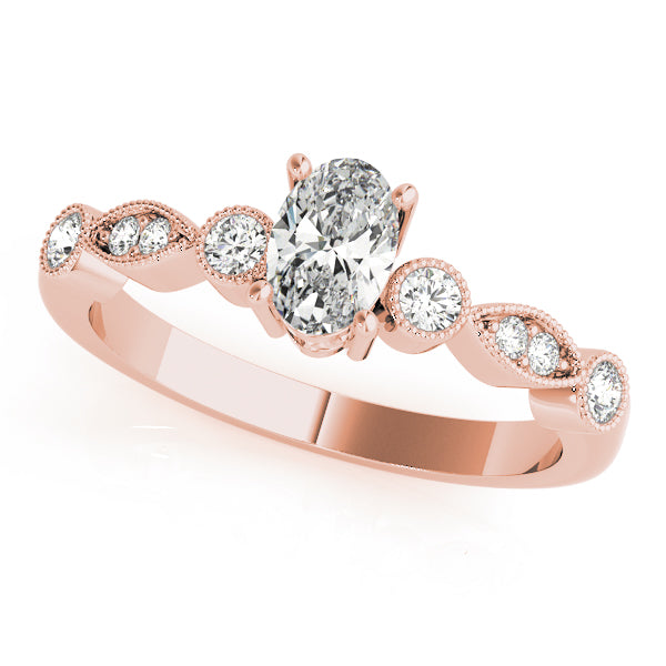 14K Rose Gold Oval Diamond Fashion Ring
