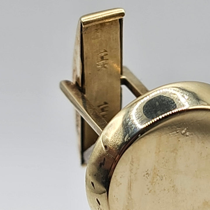 Vintage Solid 14K Yellow Gold Round Disc Cufflinks Hollow 8.0g Classic Formal