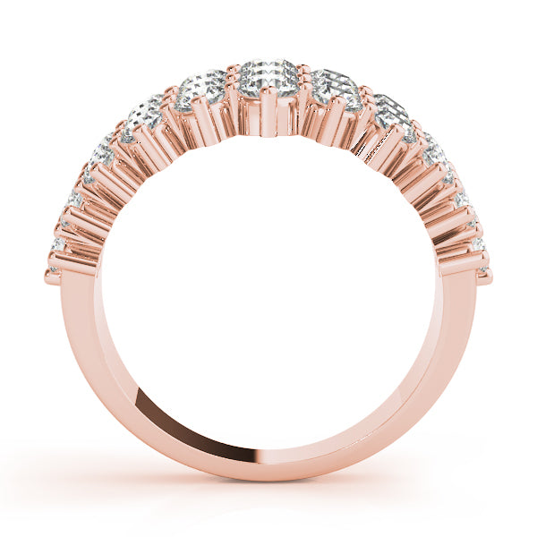 14K Rose Gold Lab Diamond 3-Row Ring